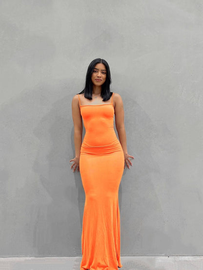 Variant image for Kvinna Lång Klänning Spaghetti Remmar Polyester Kolumnformad-25