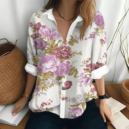 Dam Blus Lätt och Lyxig 100% Polyester Elegant Stil Normal Passform-5