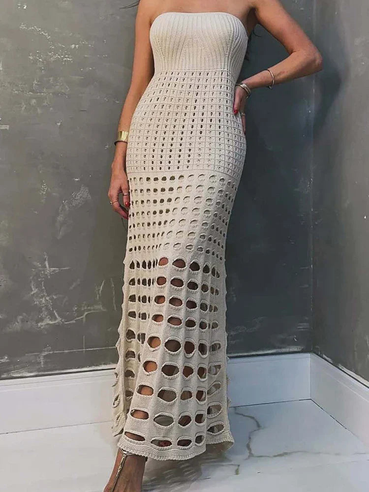 Variant image for Maxiklänning Dam Monokrom Polyester Lång Klänning för Sommarens Evenemang-4