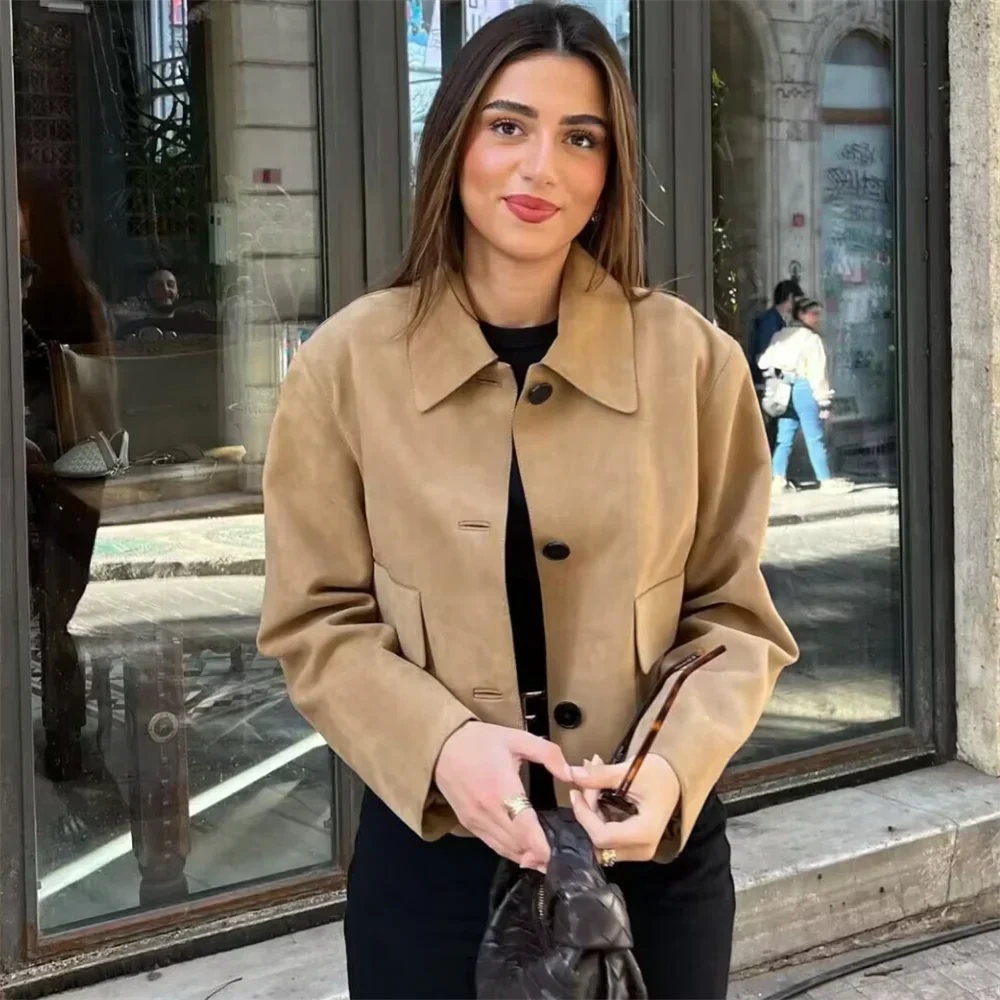 Dam Mockajacka Trendig Design i Högkvalitativ Mocka-3