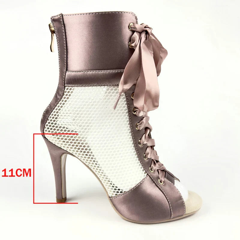 Dam Pumpskor Ankelrem Satin Gummisula-3