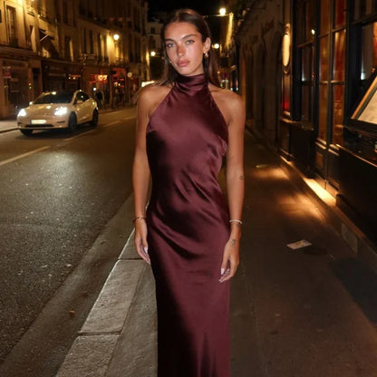 Dam Maxiklänning Elegant Polyester Golvlång Slangklänning-2