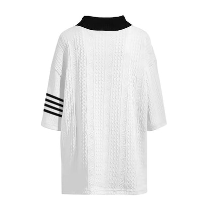 Dam Tvådelad Set Randig Jacquard Summer Style-4