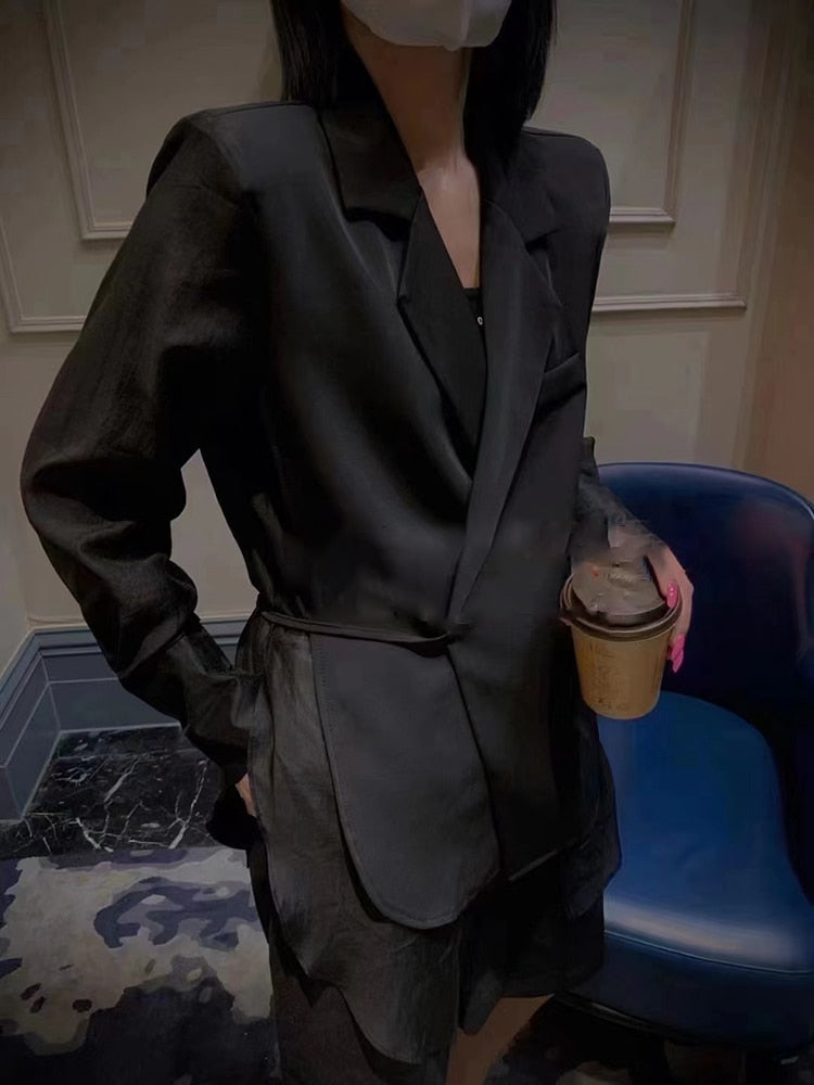 Dam Blazer Lång Ärmar Tidlös Bomull-4