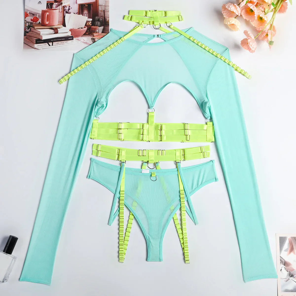Variant image for Snygga Damunderkläder Set med Patchwork Design i Polyester och Spandex-9