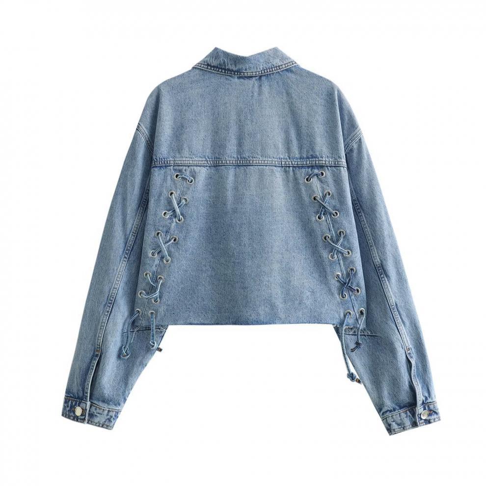Svart Oversized Jeansjacka Dam med Stora Fickor i Högkvalitativ Bomull - Perfekt för Alla Tillfällen 3