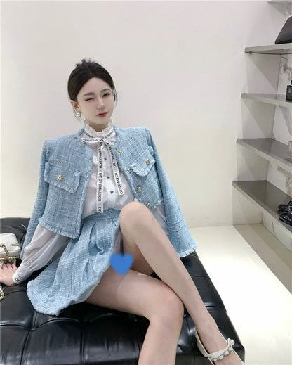 Dam Stenuppsättning Elegant Knappdesign Polyester Mikrofiber Ull-6