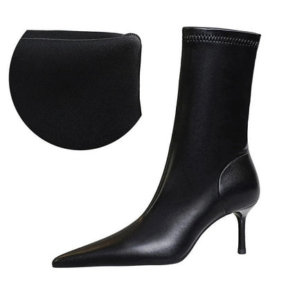 Dam Stövlar Midi Spetsig Tå Mesh Andningsbar Komfort-6
