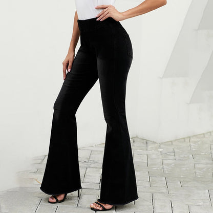 Kvinnors Jeans Hög Midja Löst Snitt Bomull Polyester Spandex-5