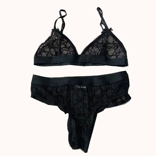 Dam BH Set Trådlös Monokrom Bomull-1