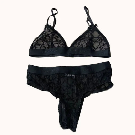 Dam BH Set Trådlös Monokrom Bomull-1