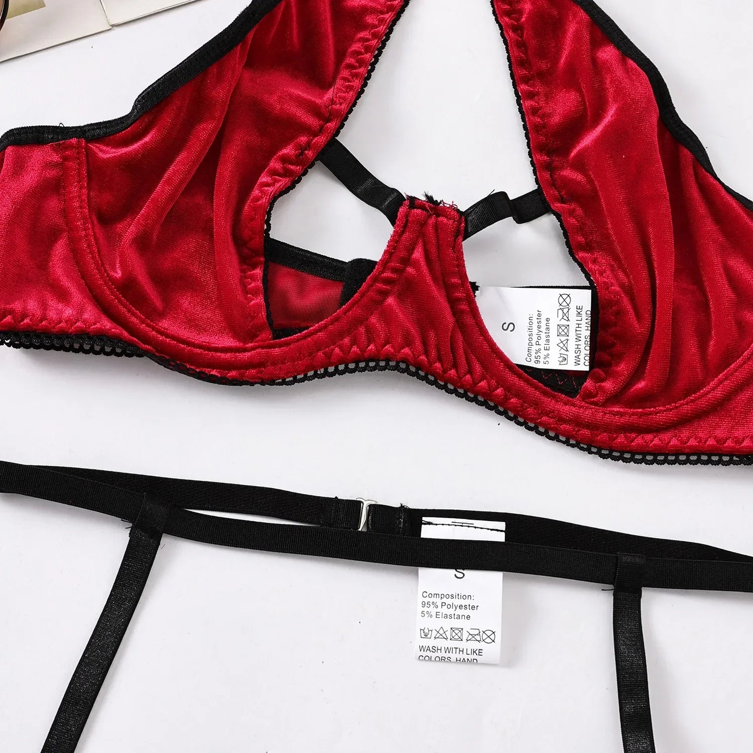 Damunderkläder Set Monokrom Nylon och Linne med Utskurna Detaljer-6