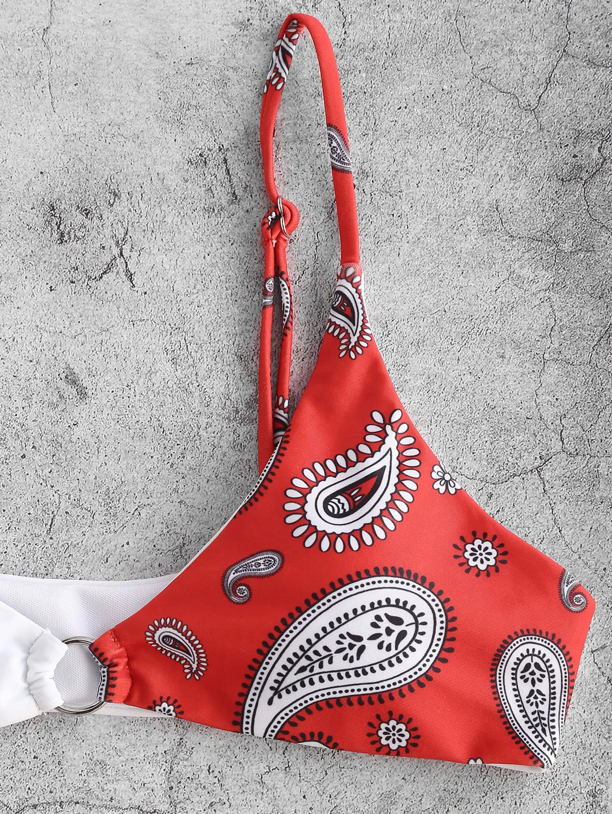 Dam O-ring Topp Paisley Färgblock Polyester-3