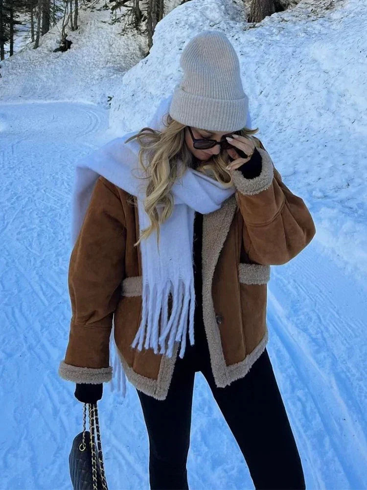 Dam Lammulljacka Elegant Modern Snitt 100% Ren Lammull-6