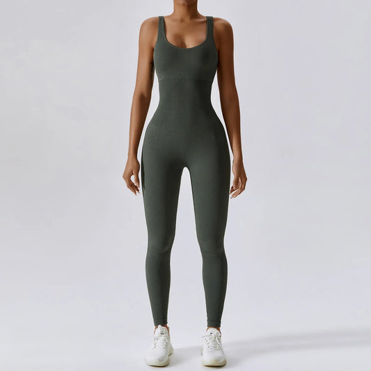Dam Jumpsuit Ärmlös Nylon Spandex Snabbtorkande Minimalistisk Stil-1