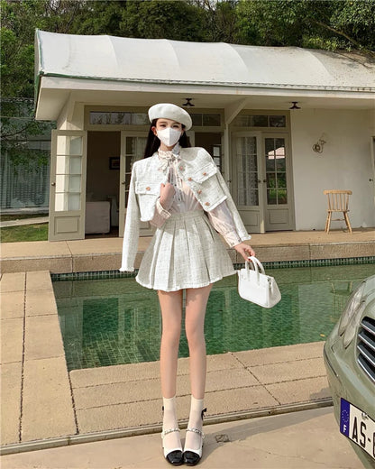 Dam Stenuppsättning Elegant Knappdesign Polyester Mikrofiber Ull-3