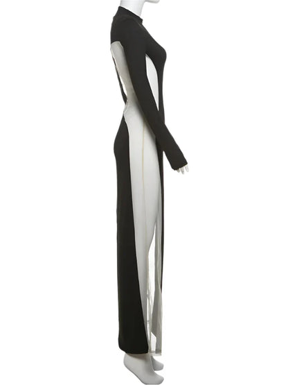 Dam Maxiklänning O-hals Transparent Detaljer Polyester-6