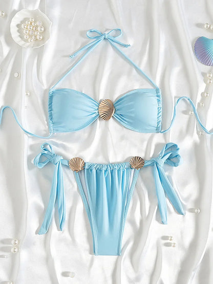 Bikiniset Dam Monokrom Stretch Polyester Elegant Design-1