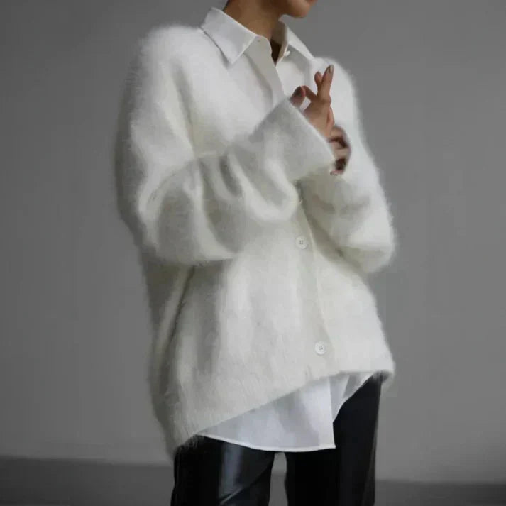 Dam Cardigan Lång V-hals Mjuk Material-6