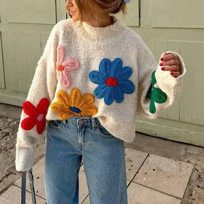 Dam Tröja Blommönster Skräddarsydd Mjuk Fiber 2