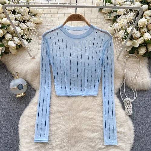 Variant image for Dam Crop Top Långärmad Figurnära Polyester-9