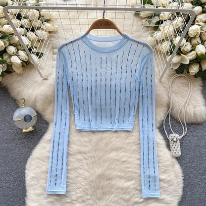 Variant image for Dam Crop Top Långärmad Figurnära Polyester-9