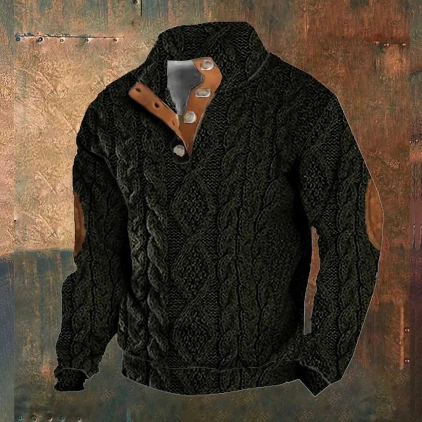 Variant image for Herr Tröja Knappkrage Jacquard Mönster Högkvalitativ Bomull Polyester-12