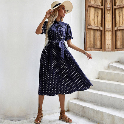 Dam Klänning Plisserad Prickmönster Polyester Elegans-2
