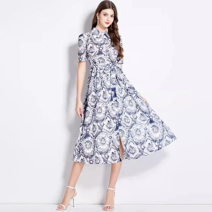 Fina Dam Klänningar Midi med Fjärilstryck i Bomull och Polyester – Perfekt för Sommarens Alla Tillfällen 2