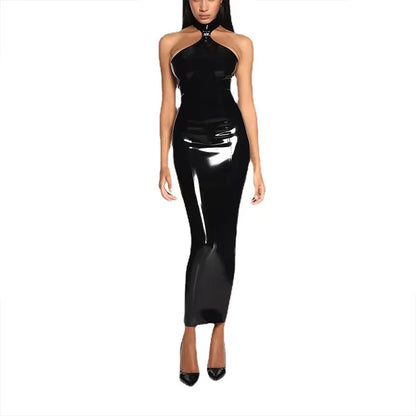 Kvinnors Bustier Klänning Slim Fit Syntetisk Läder 2