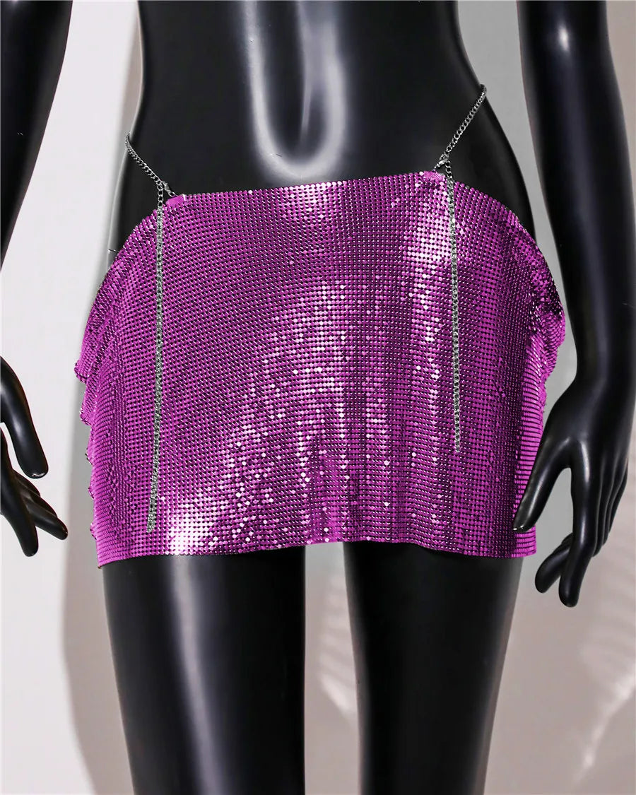 Variant image for Dam Minirock Avslappnad Stil Paljetter Polyester Elastan-5