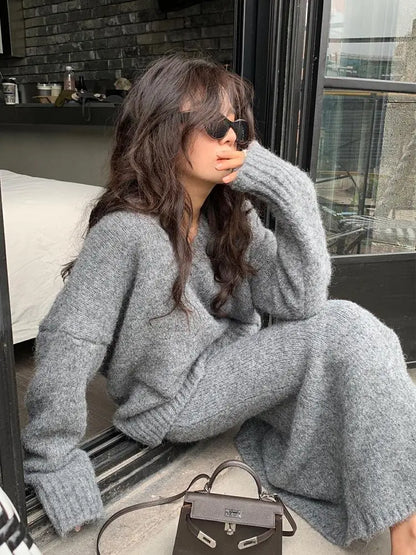 Variant image for Tvådelat Set Dam Stickad Tröja och Byxor 100% Akryl-1