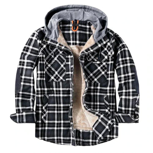 Herrjacka Rutig Vinter Med Praktiska Fickor i Högkvalitativ Polyester 1