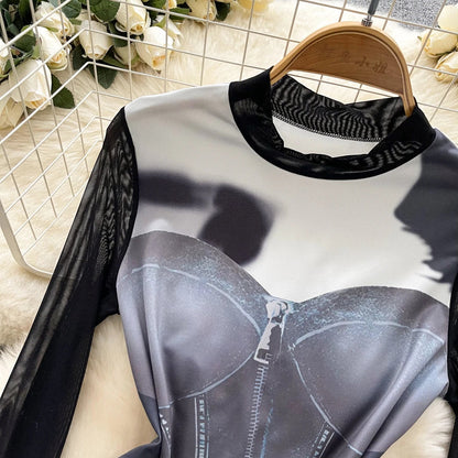 Dam Bodysuit Slående Design Flexibelt Material-3