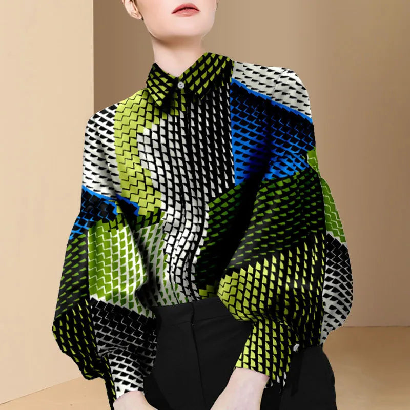 Dam Blus Trendig Punktstil Polyester Acetat Rayon-1