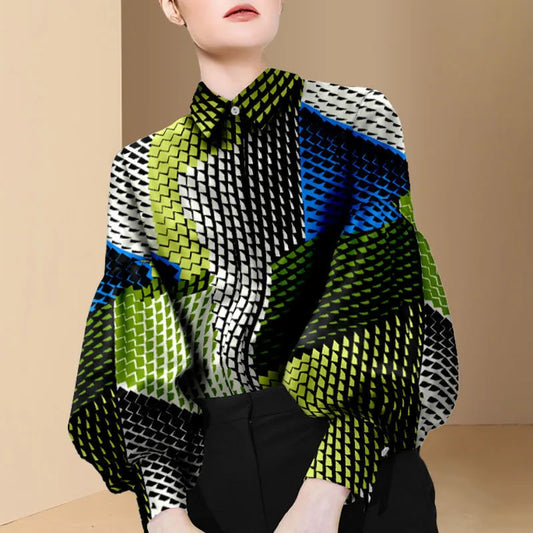 Dam Blus Trendig Punktstil Polyester Acetat Rayon-1