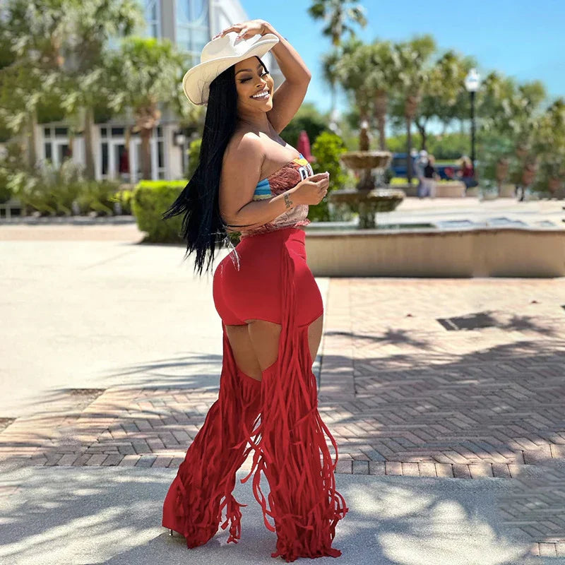 Dam Byxor Hög Midja Monokrom Design med Resår i Midjan Snygga Byxor-4