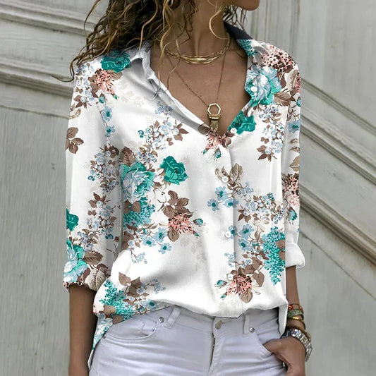 Vit Dam Blus Lätt och Luftig Polyester Elegant Design-1