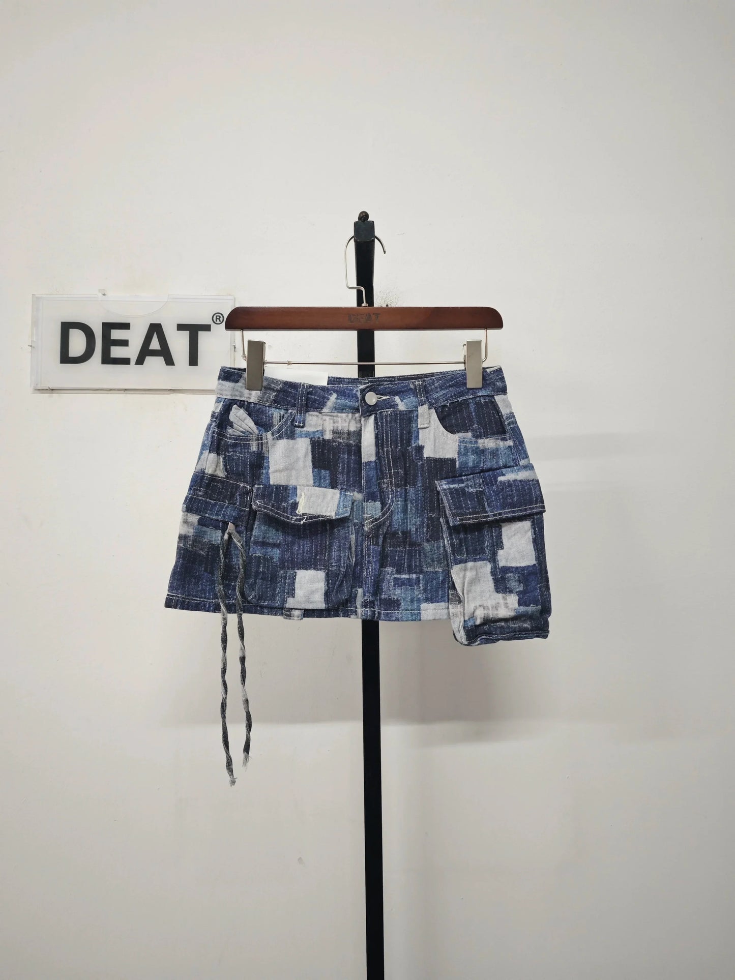 Dam A-Linje Kjol Patchwork Polyester med Fickor och Bekväm Passform-1