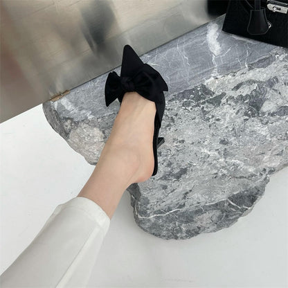 Dam Mules Minimalistisk PU Läder Tunn Häl Gummisula-4