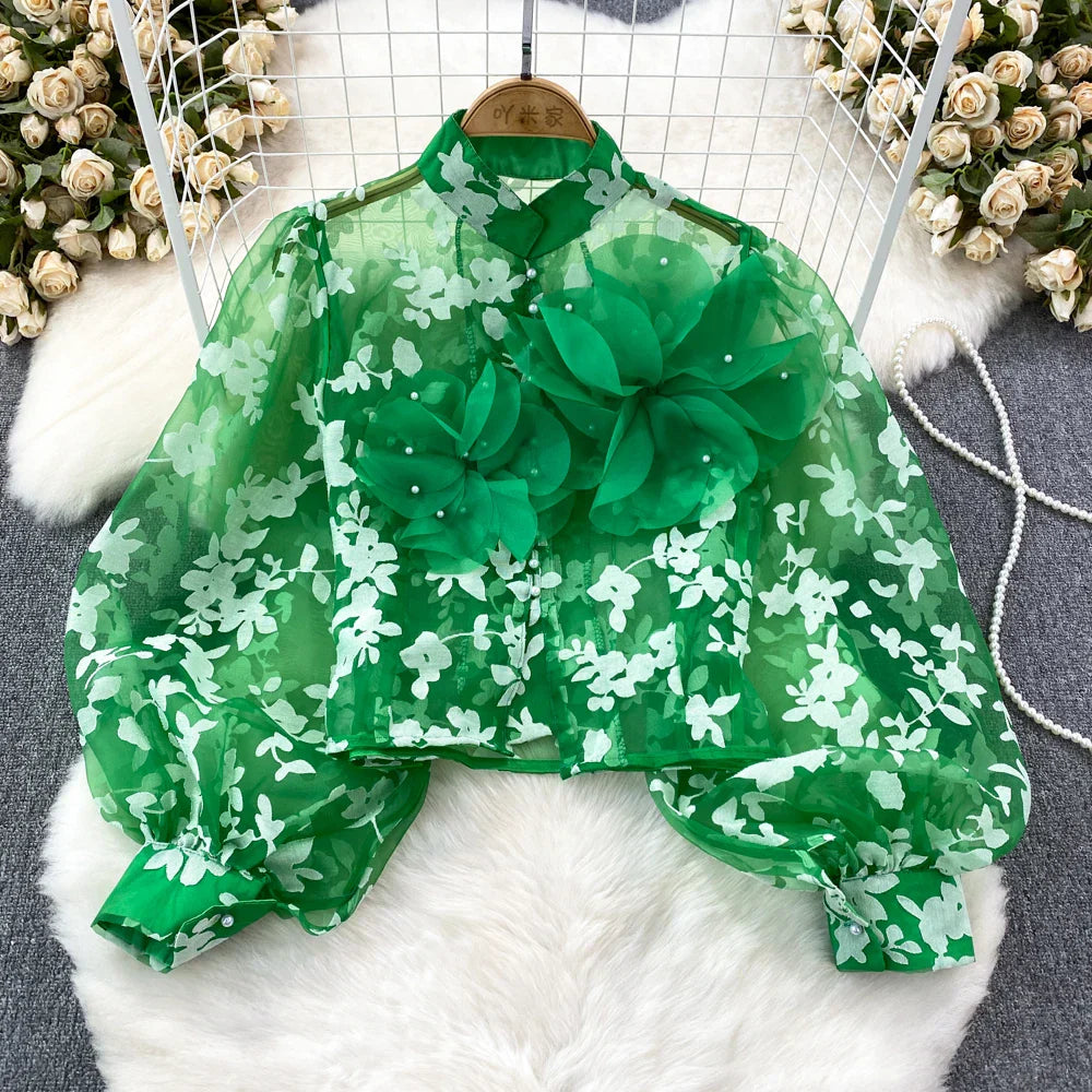 Variant image for Dam Blus Blommönster Polyester Akryl Normal Passform-6