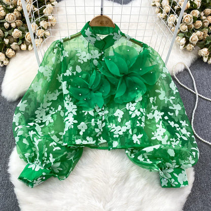 Variant image for Dam Blus Blommönster Polyester Akryl Normal Passform-6