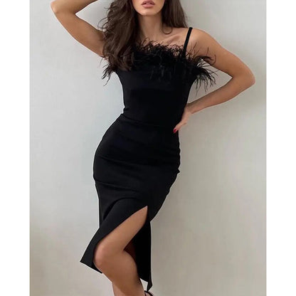 Kvinnors Miniklänning Spaghettiband Polyester Hög Slot-3