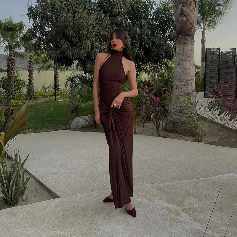 Variant image for Dam Maxiklänning Ärmlös Draperad Polyester Spandex-4