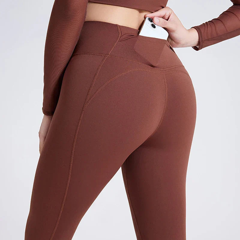 Dam Leggings Set Stretchigt Nylon Elegant Hög Midja-3
