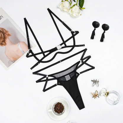Damunderkläder Set Justerbara Remmar Polyester Snygga Sexiga Underkläder-1
