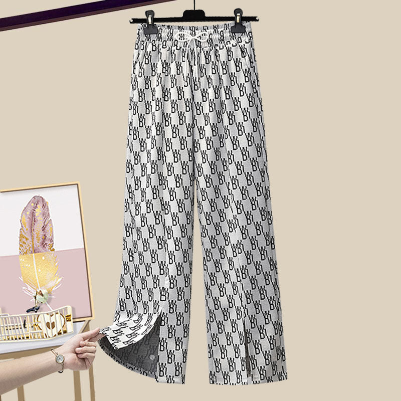 Variant image for Dam Hosen Set Löst Snitt Polyester V-ringad Hög Midja-48