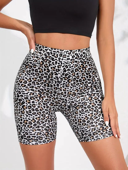 Dam Midjeshorts Leopardmönster Sportig Polyester 4
