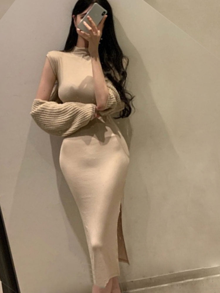 Kvinnors Midi Klänning Ärmlös Stretch Polyester 4