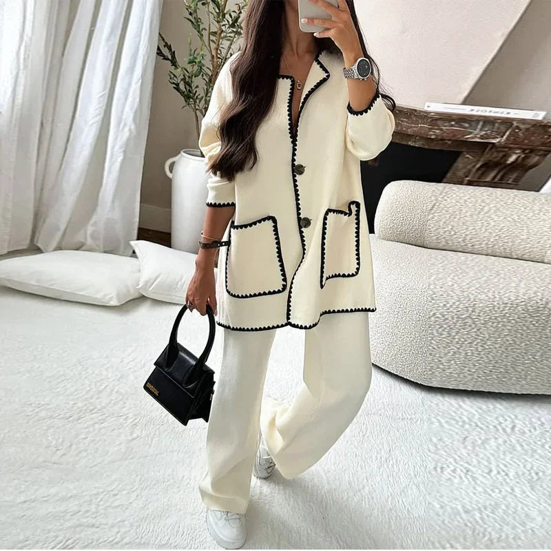 Dam Vinterdräkt Lång Jacka Lösa Byxor Polyester-1